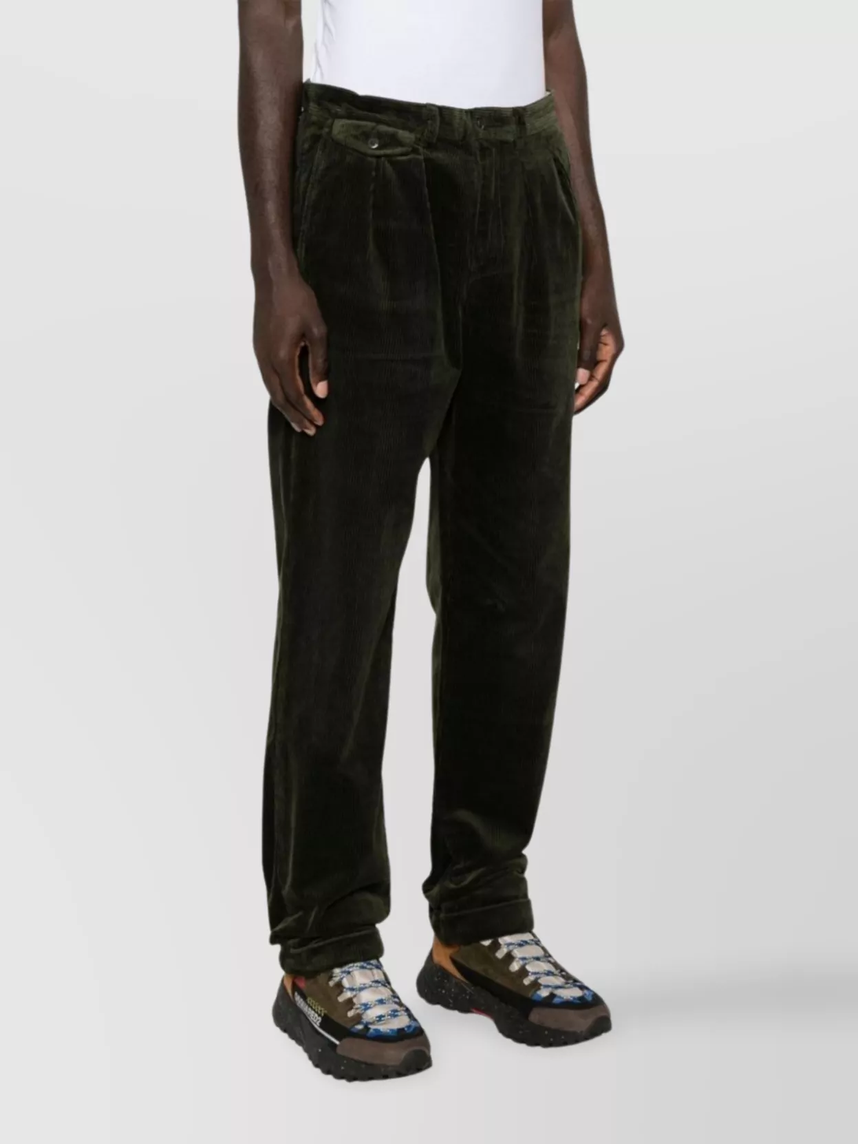 Ralph Lauren Straight Corduroy Trousers Pleat Detailing
