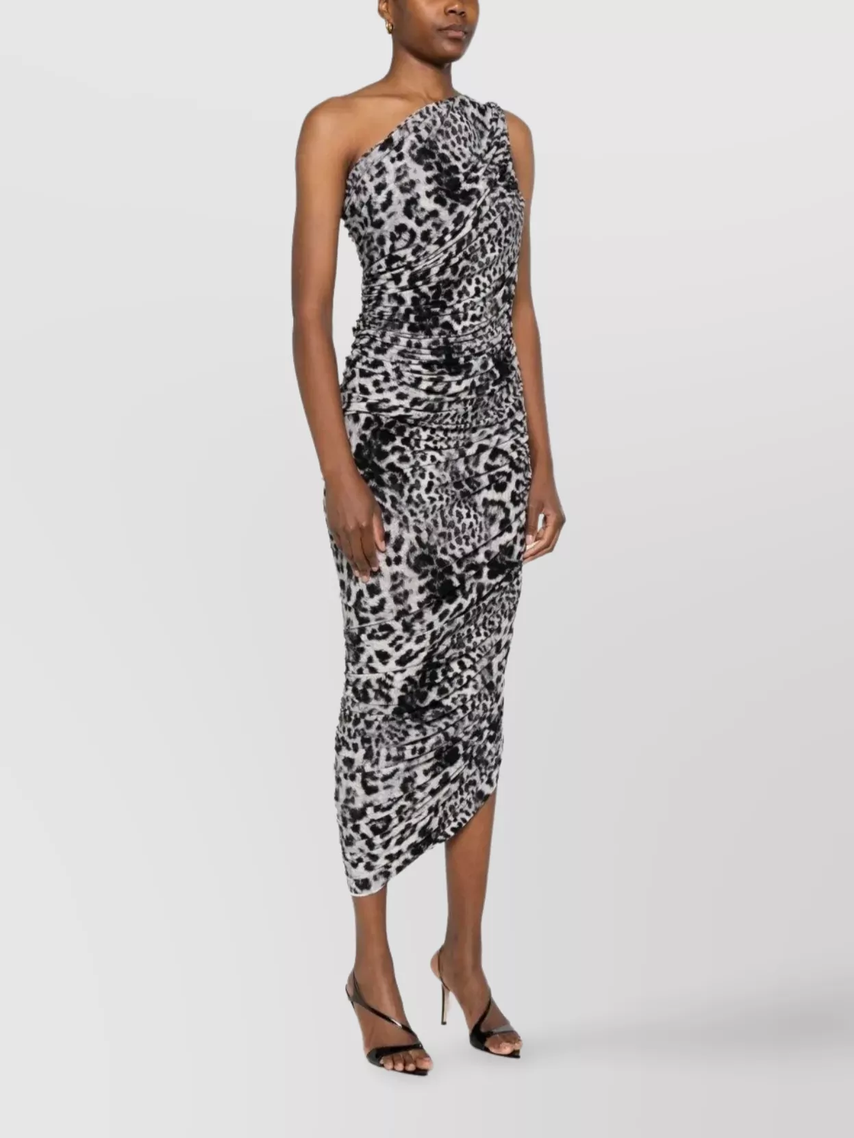 Norma Kamali Asymmetrical Animal Print One-Shoulder Dress