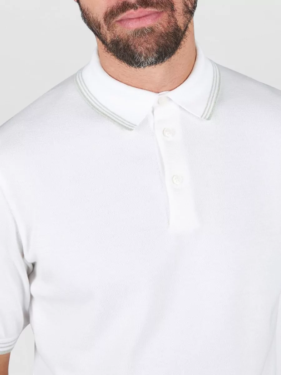 Paul & Shark Polo Collar T Shirt Ribbed Cuffs Hem