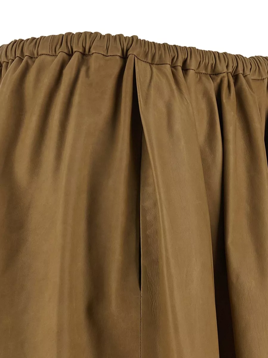 Auralee Leather Pleated Skirt