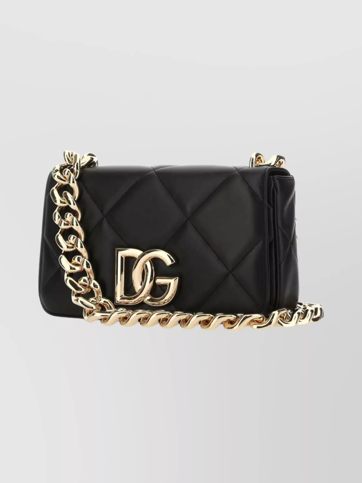 Dolce & Gabbana Quilted Shoulder Bag Chain Strap In Black