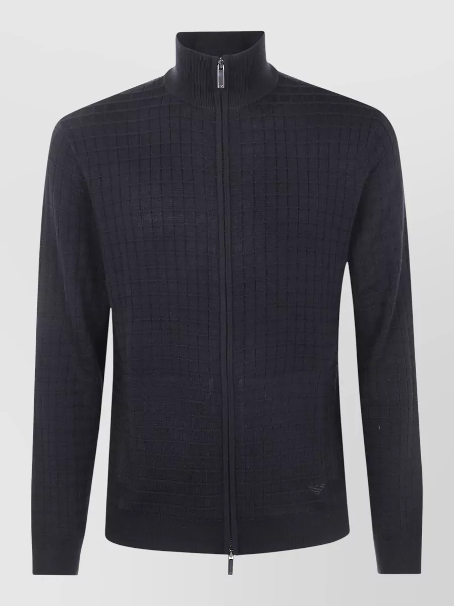 Emporio Armani Fine-knit zip-up turtleneck sweater