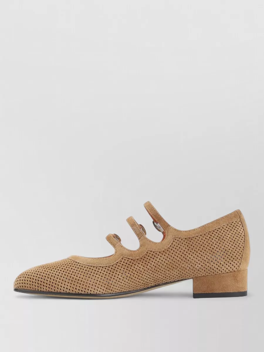 Carel Paris Suede Leather Mary Jane Ballerina Shoes