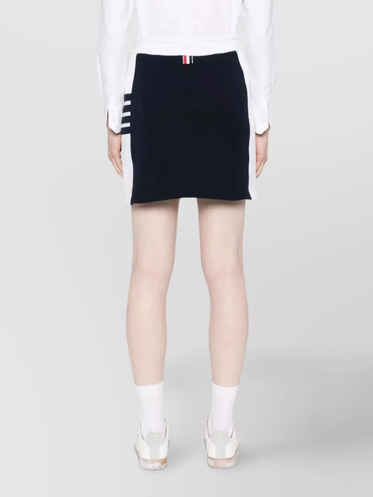 Thom Browne Blocked 4 Bar Mini Skirt With Side Slits
