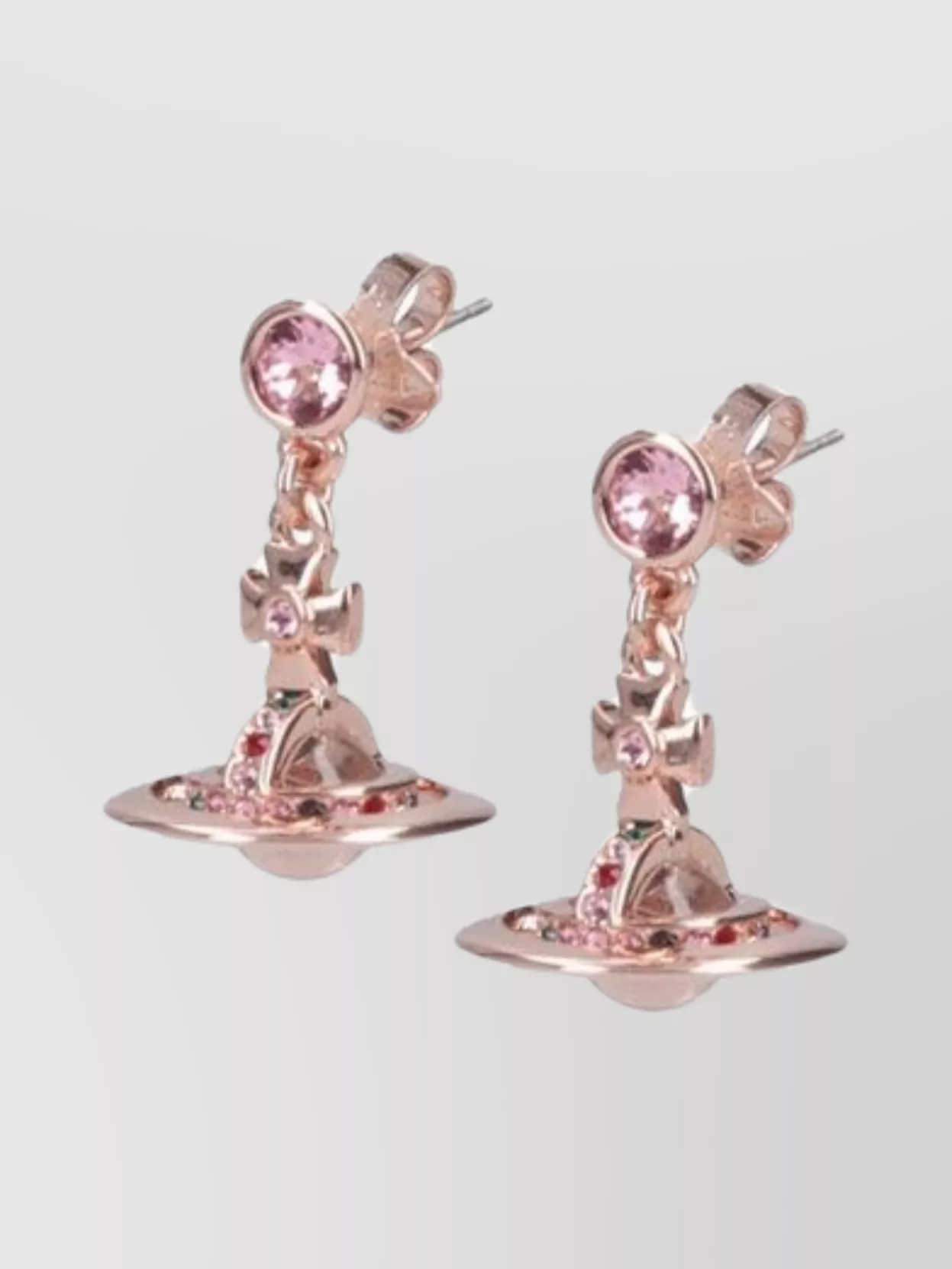 Vivienne Westwood Orb Cross Drop Stud Earrings