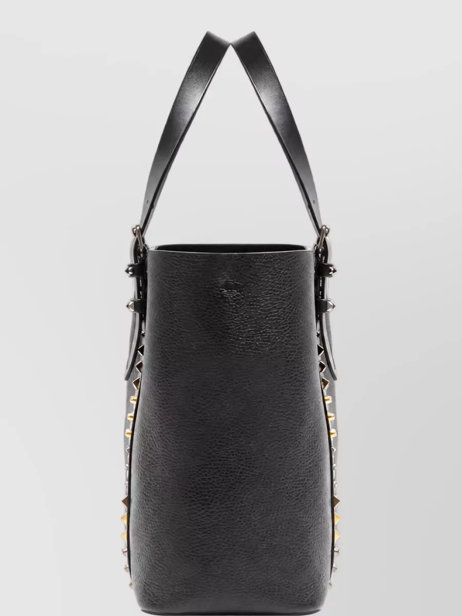 Valentino Leather Rockstud Pebbled Tote Bag