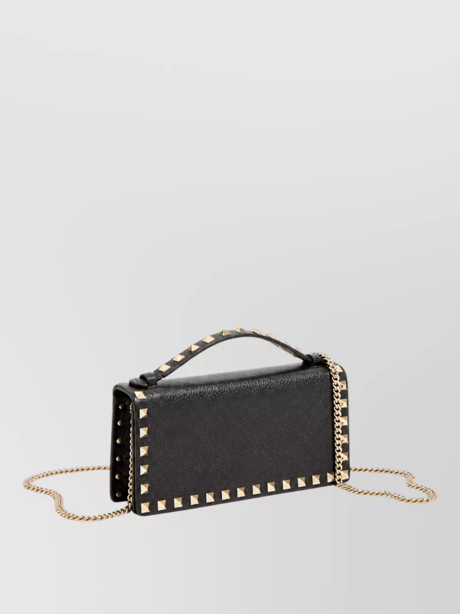 Valentino Grained Leather Rockstud Chain Wallet