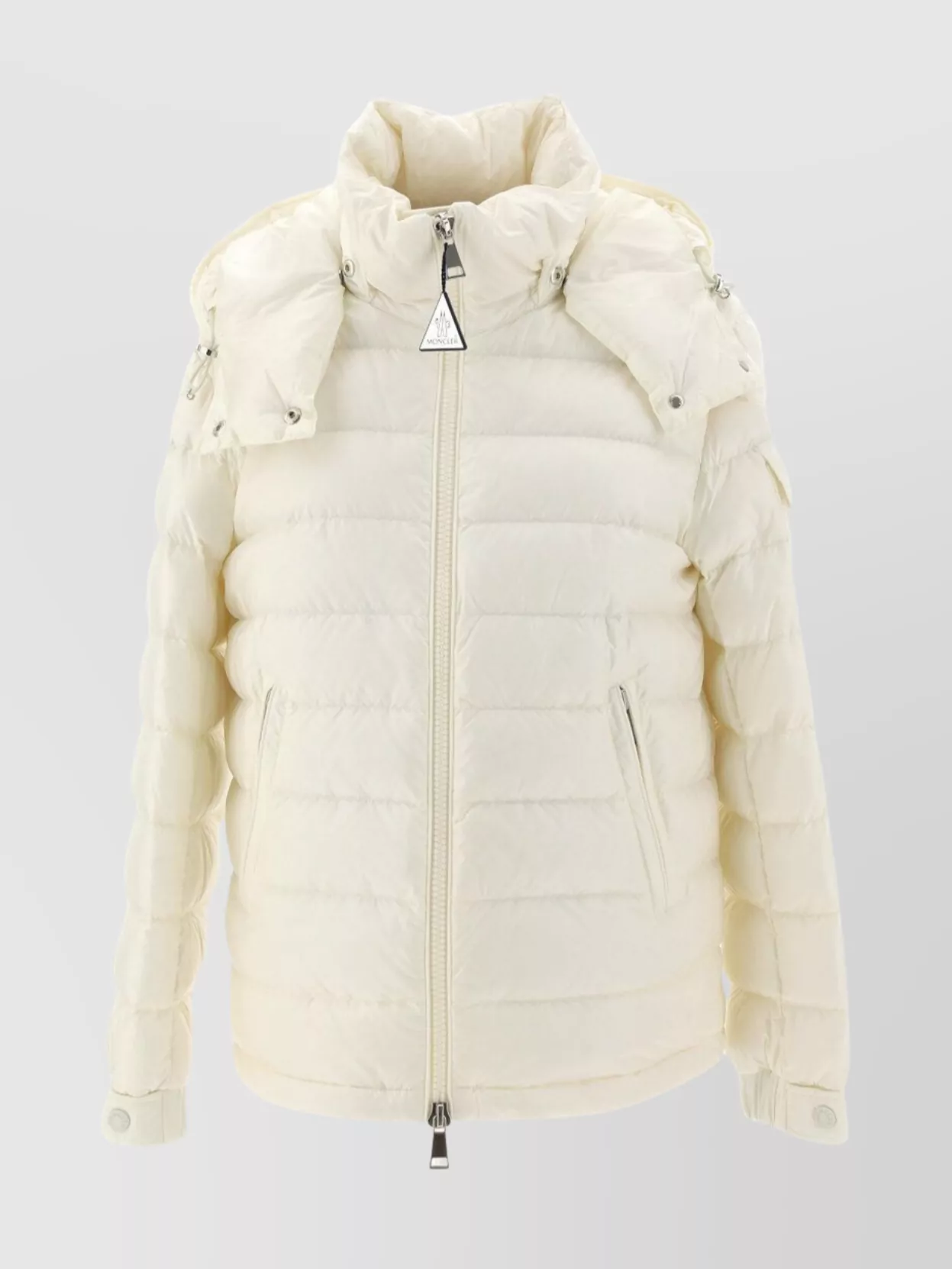 Shop Moncler Padded Hooded Jacket Elasticated Cuffs