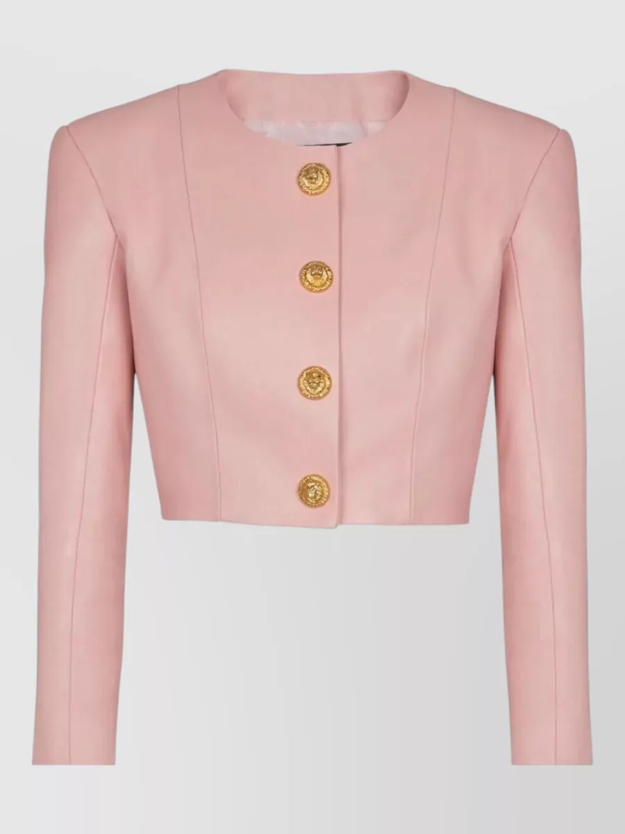 Balmain Lambskin long sleeve cropped jacket