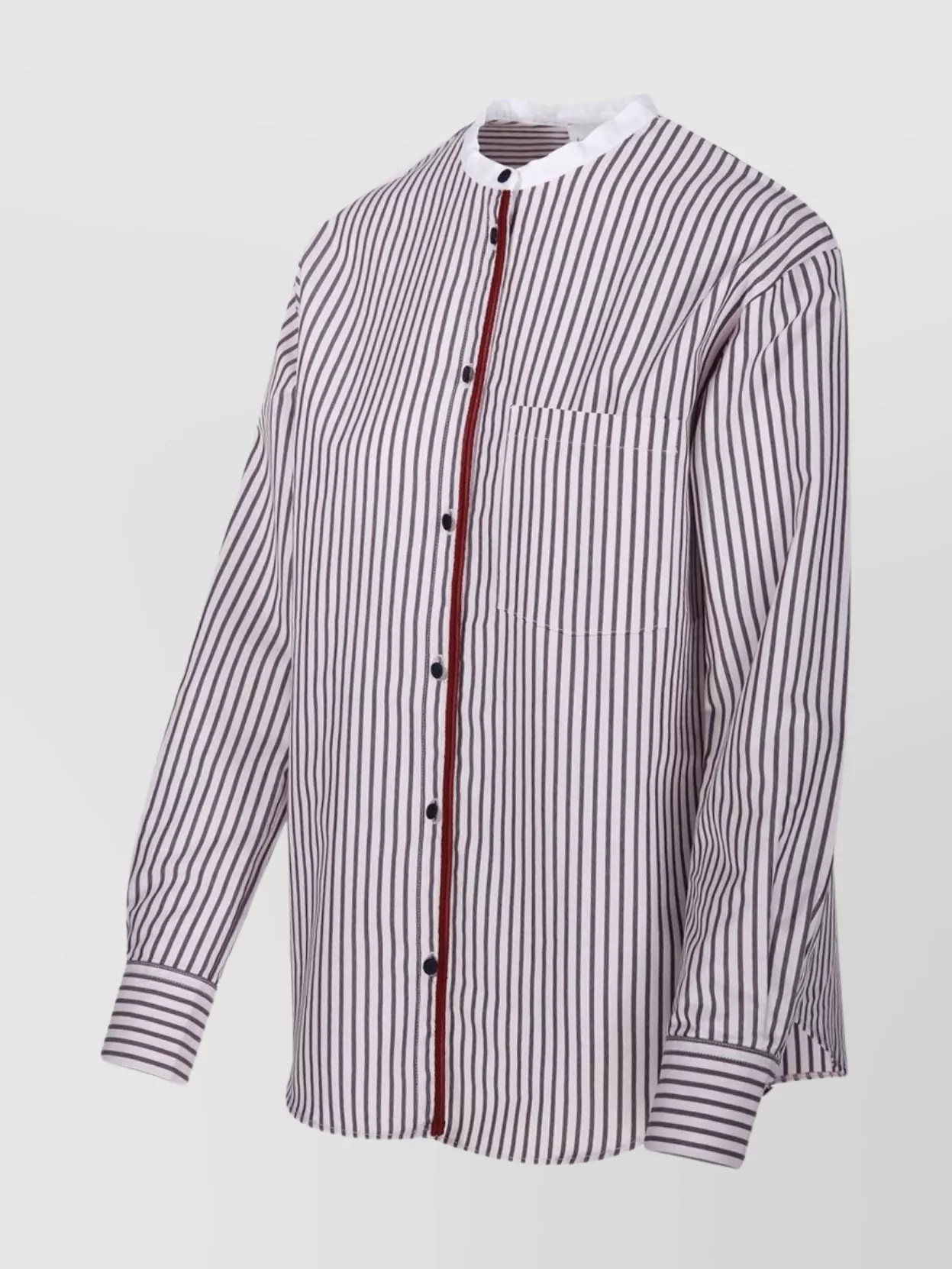 Shop Forte Forte Striped Grandfather Shirt Collar Contrasting