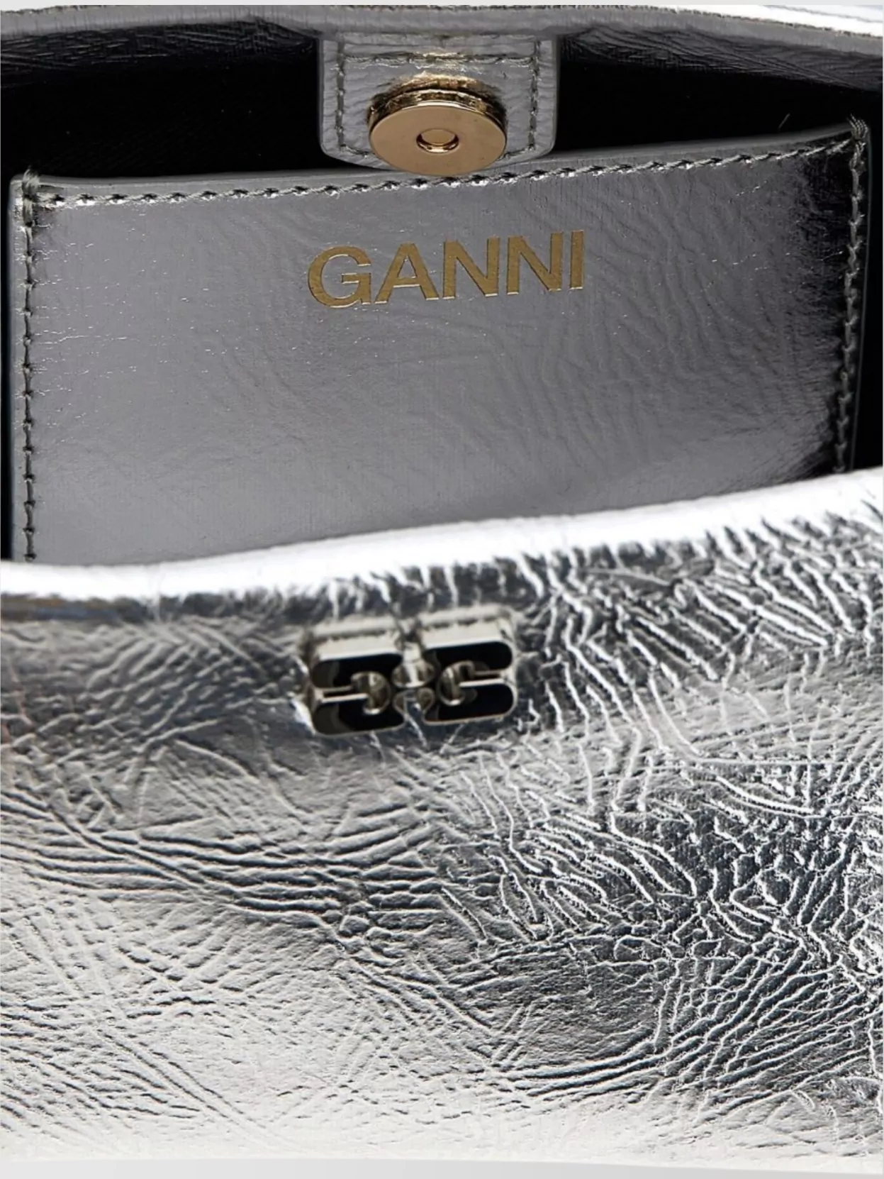 Ganni Mini Metallic Twisted Handle Cross-body Bag