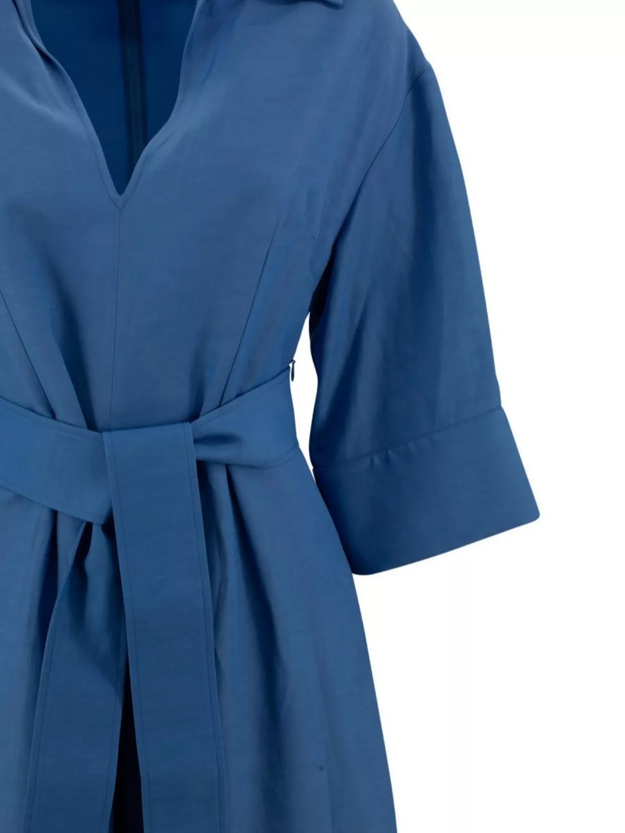 Parosh Knee Length Dress With V-Neckline And Belted Waist