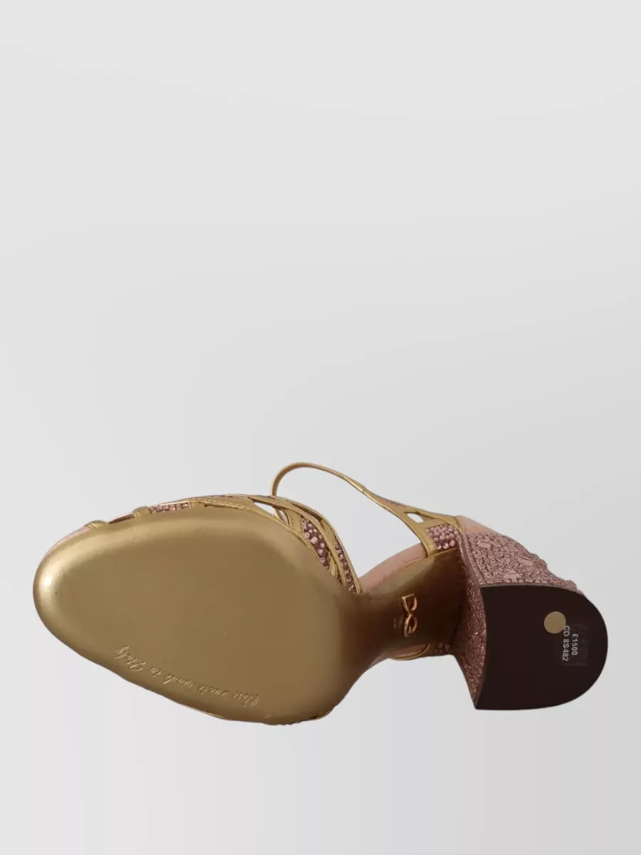 Dolce&Gabbana Silk Leather Crystal T-Strap Pumps