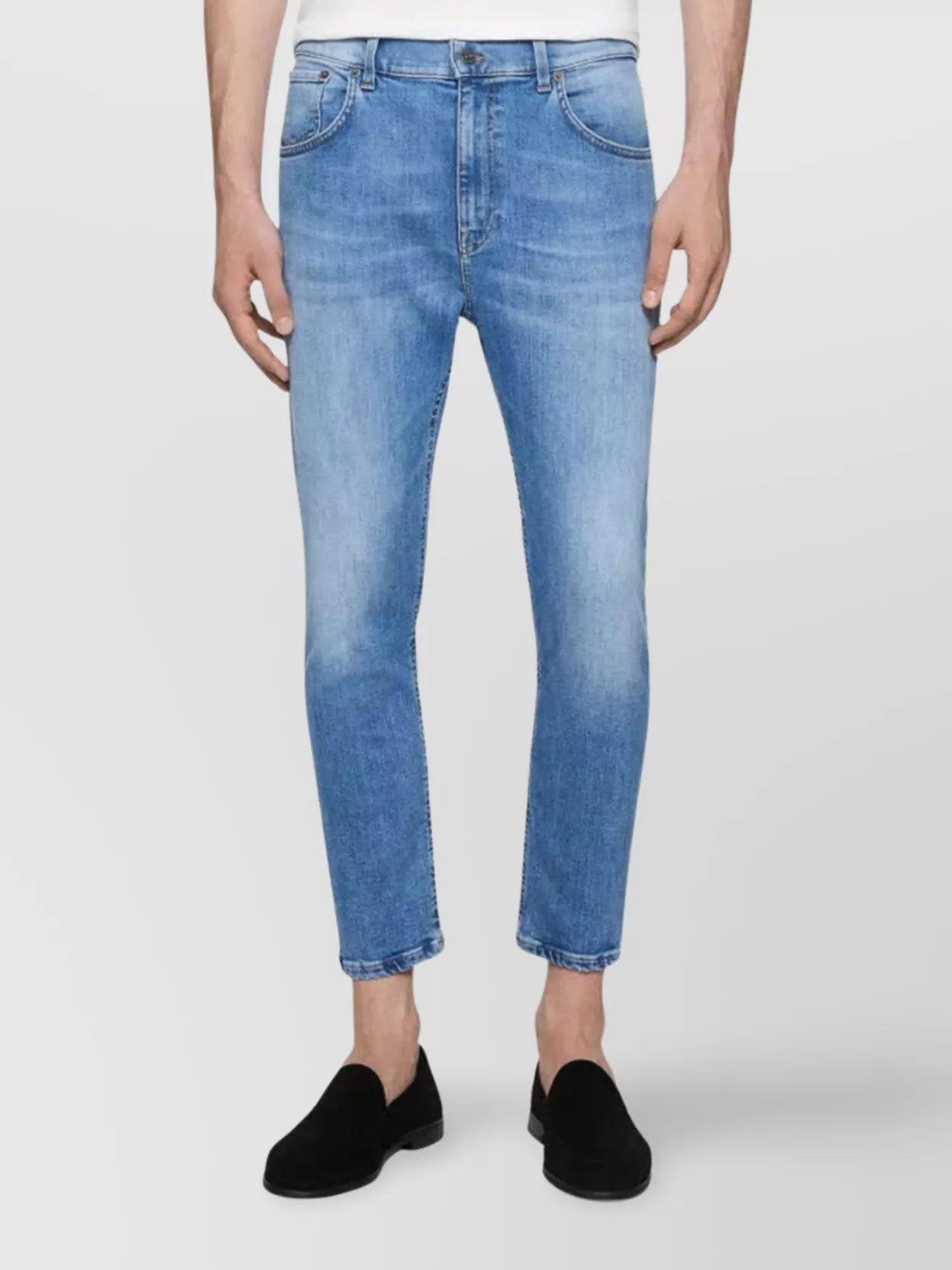 Dondup Alex Faded Belt Loops Trousers In Blue