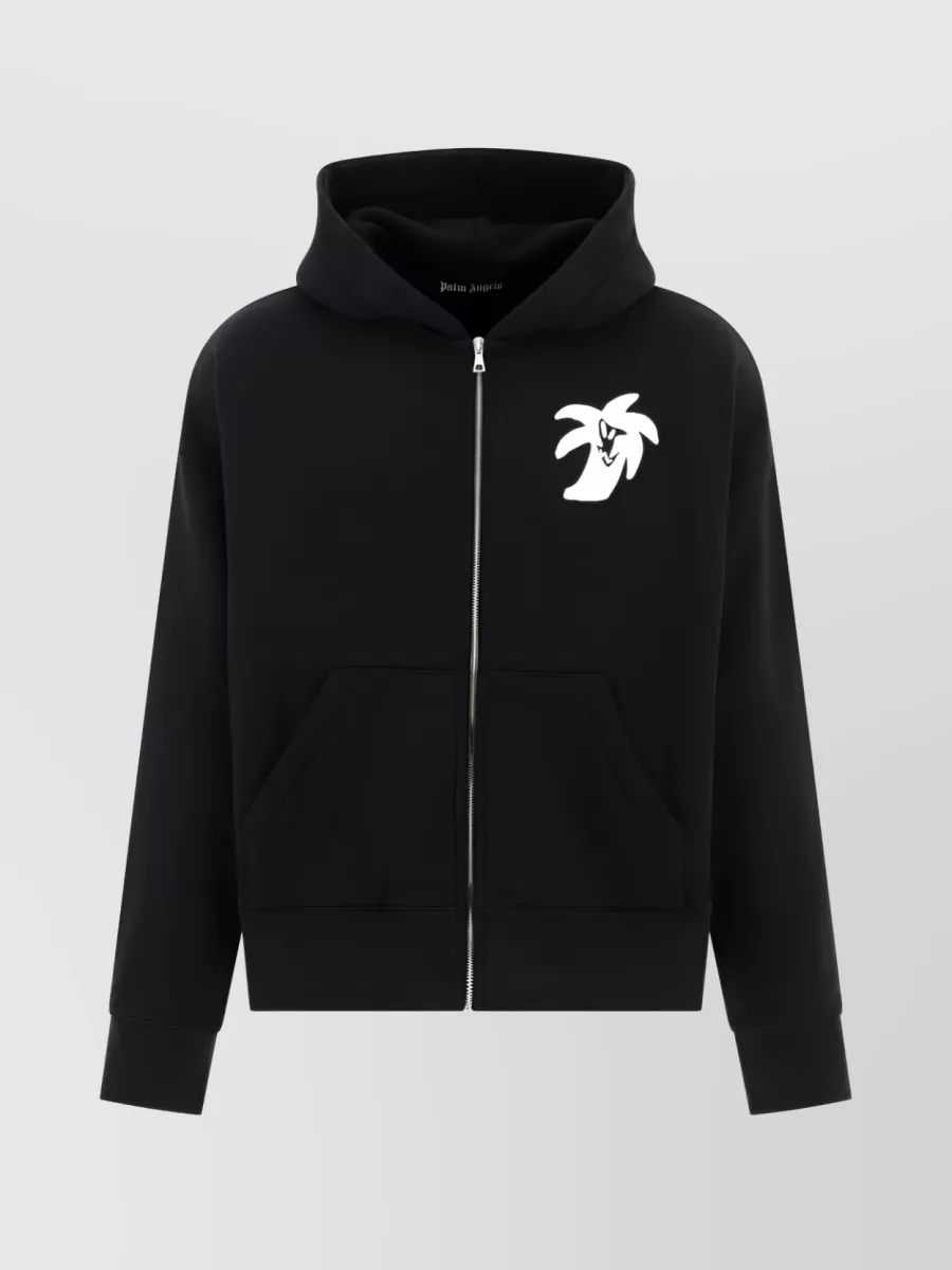 Palm Angels Logo-Print Organic Cotton Hoodie