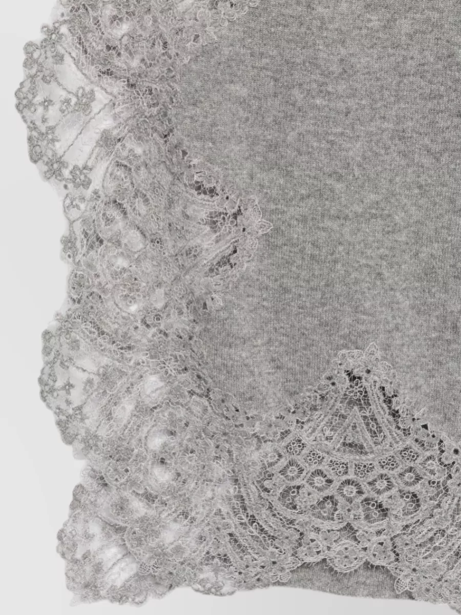 Ermanno Scervino Cashmere Knitted Lace-Trim Stole