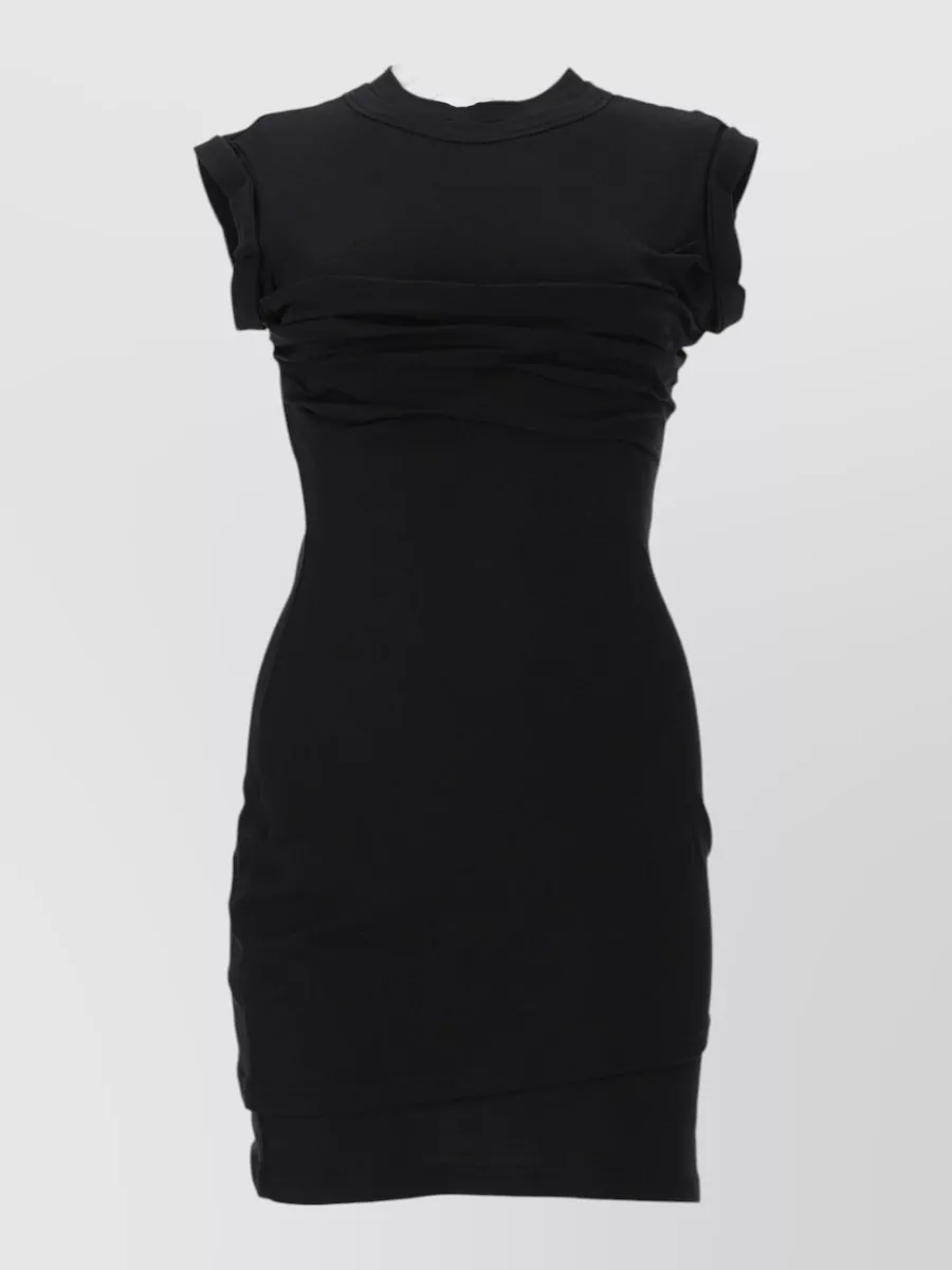 Alexander Wang cotton ribbed high-neck sleeveless draped asymmetric mini dress