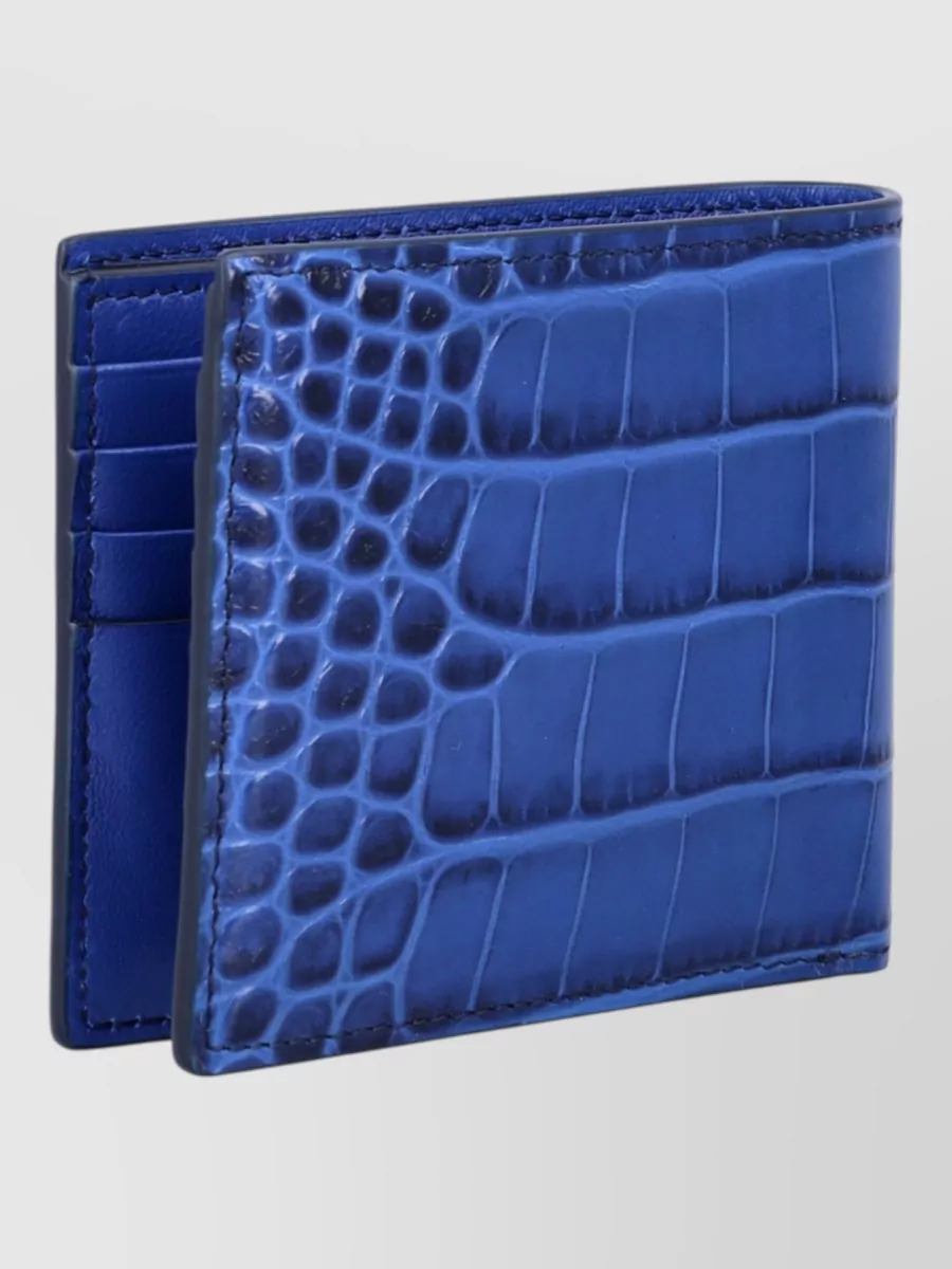 Tom Ford Calf Leather Croc-Effect Bifold Wallet