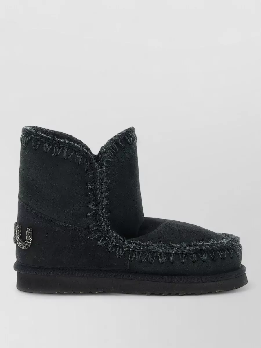 Mou Sheepskin Leather Glitter Ankle Boots