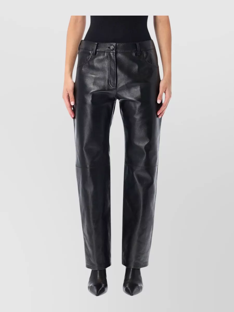 Magda Butrym Leather high-rise straight-leg trousers
