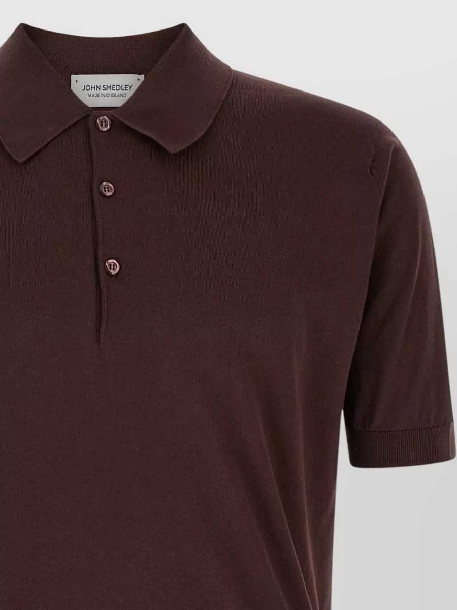 John Smedley Isis Polo Shirt Ribbed Cuffs Short Sleeves