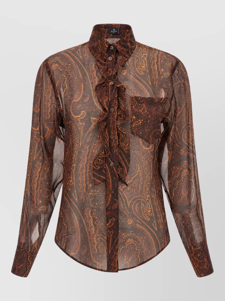 Etro silk paisley ruffled shirt