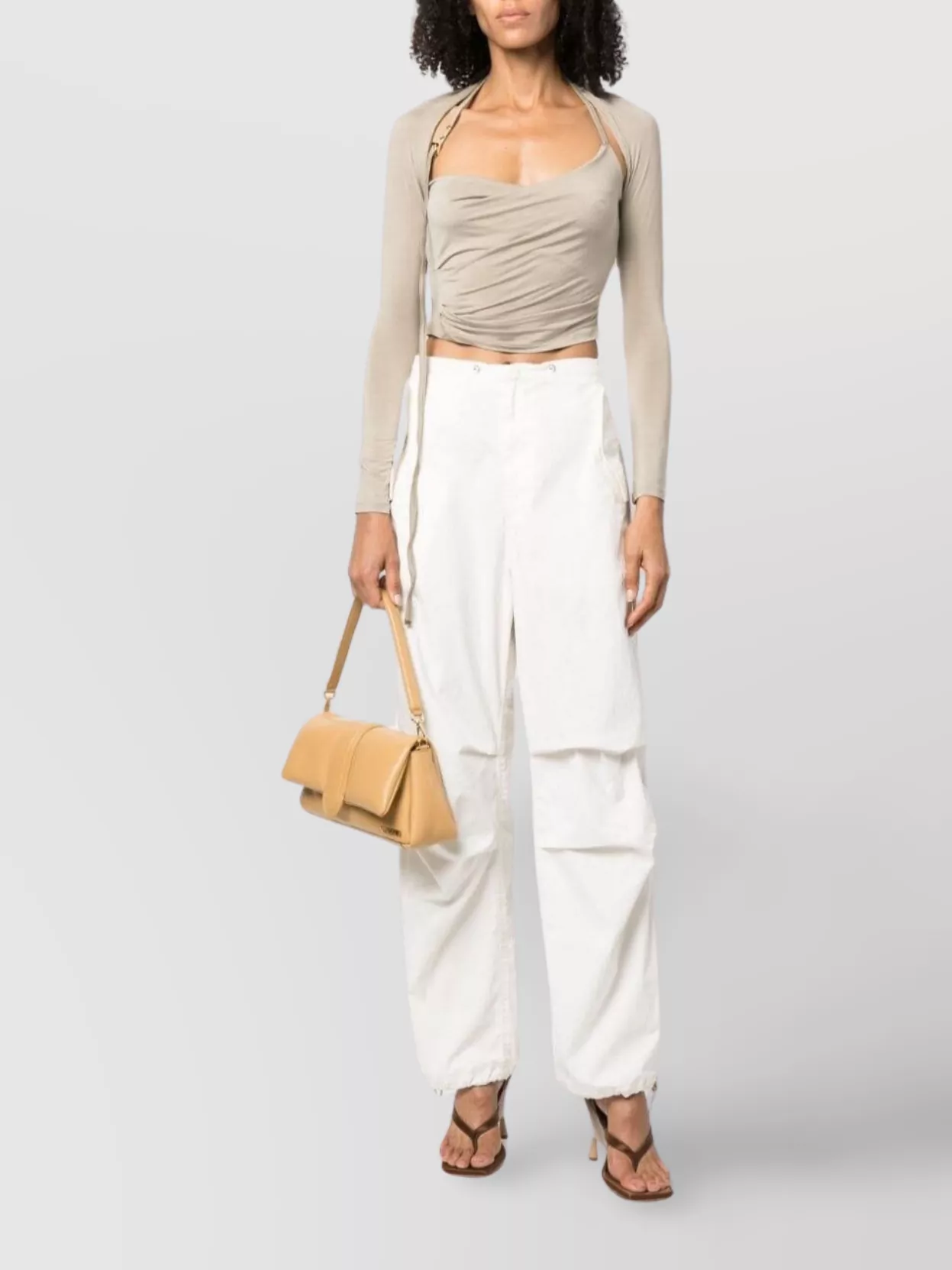 Jacquemus Le Haut Peplo Cropped Draped Top