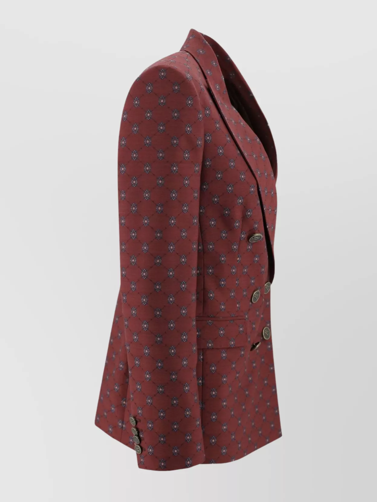 Etro Structured Lapel Buttoned Sleeve Jacket In Burgundy