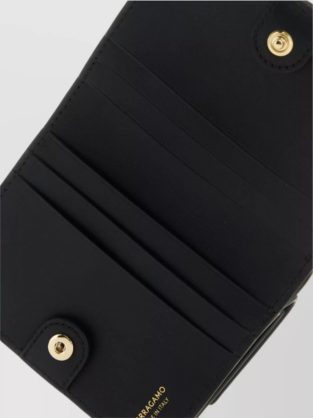Ferragamo Compact Leather Wallet With Front Flap