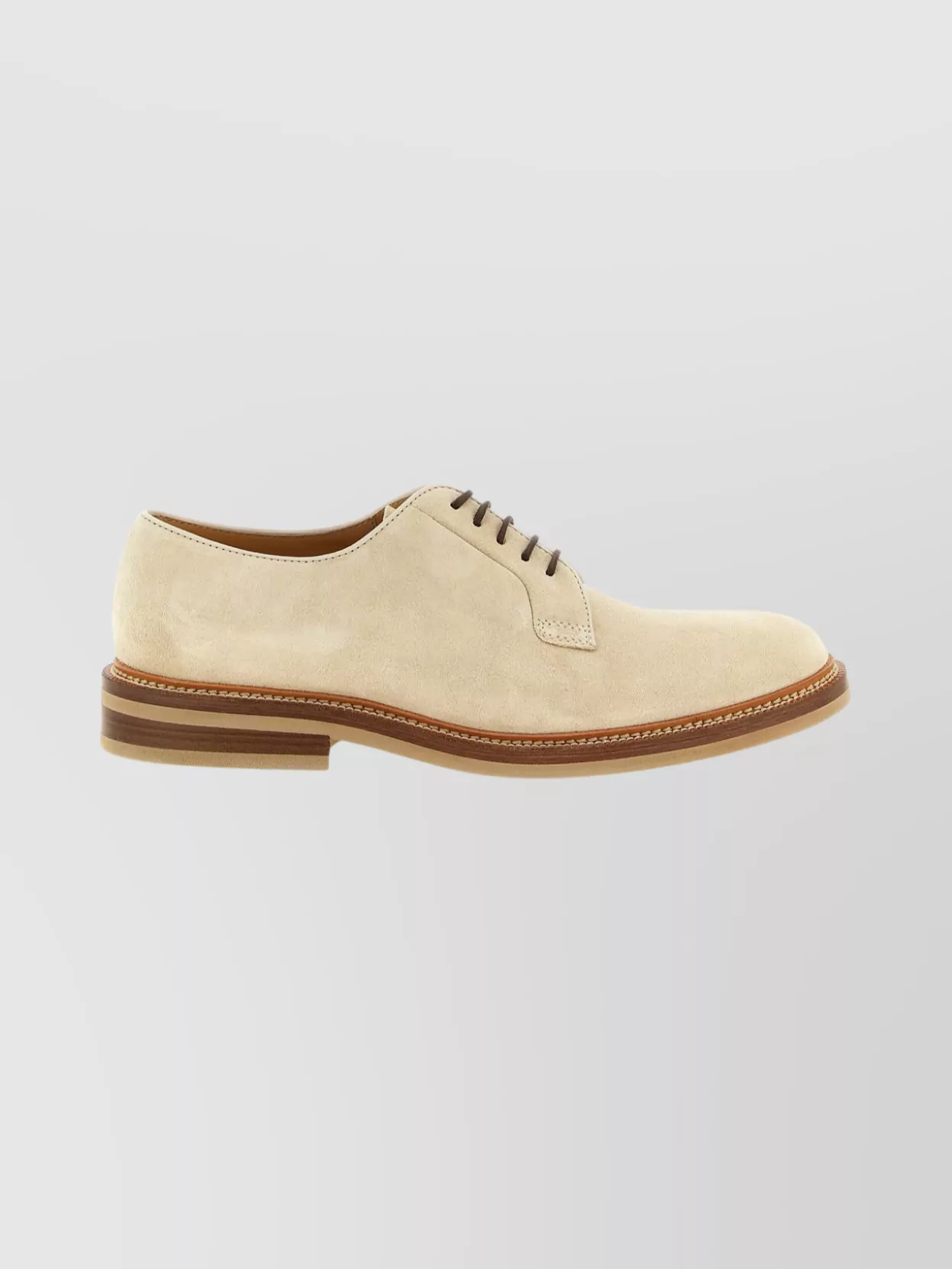 Brunello Cucinelli Suede Derby Lace-Up Shoes With Round Toe