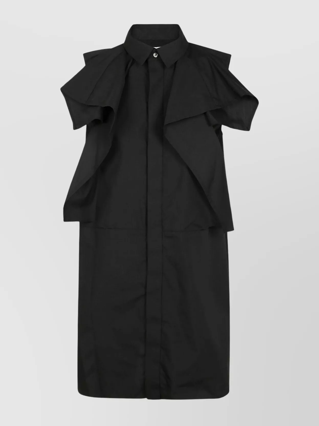 Sacai Poplin Dress With Cap Sleeves And Ruffled Detail