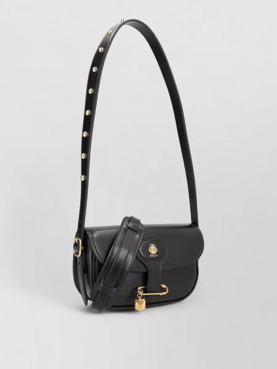 Bally Shoulder Bag Studded Strap Padlock Detail