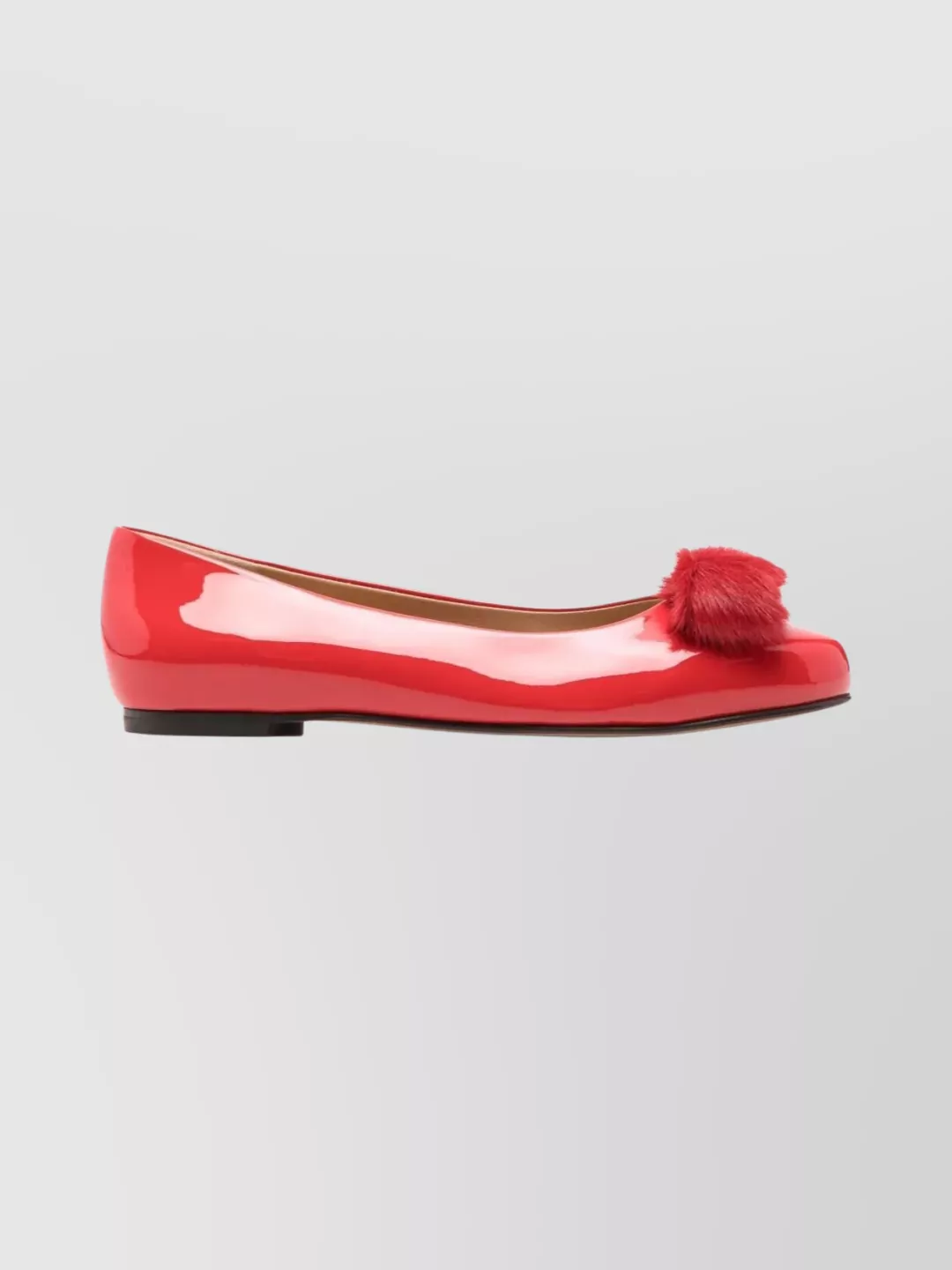 Ferragamo Patent Leather Ballerina Flats Bow Accent