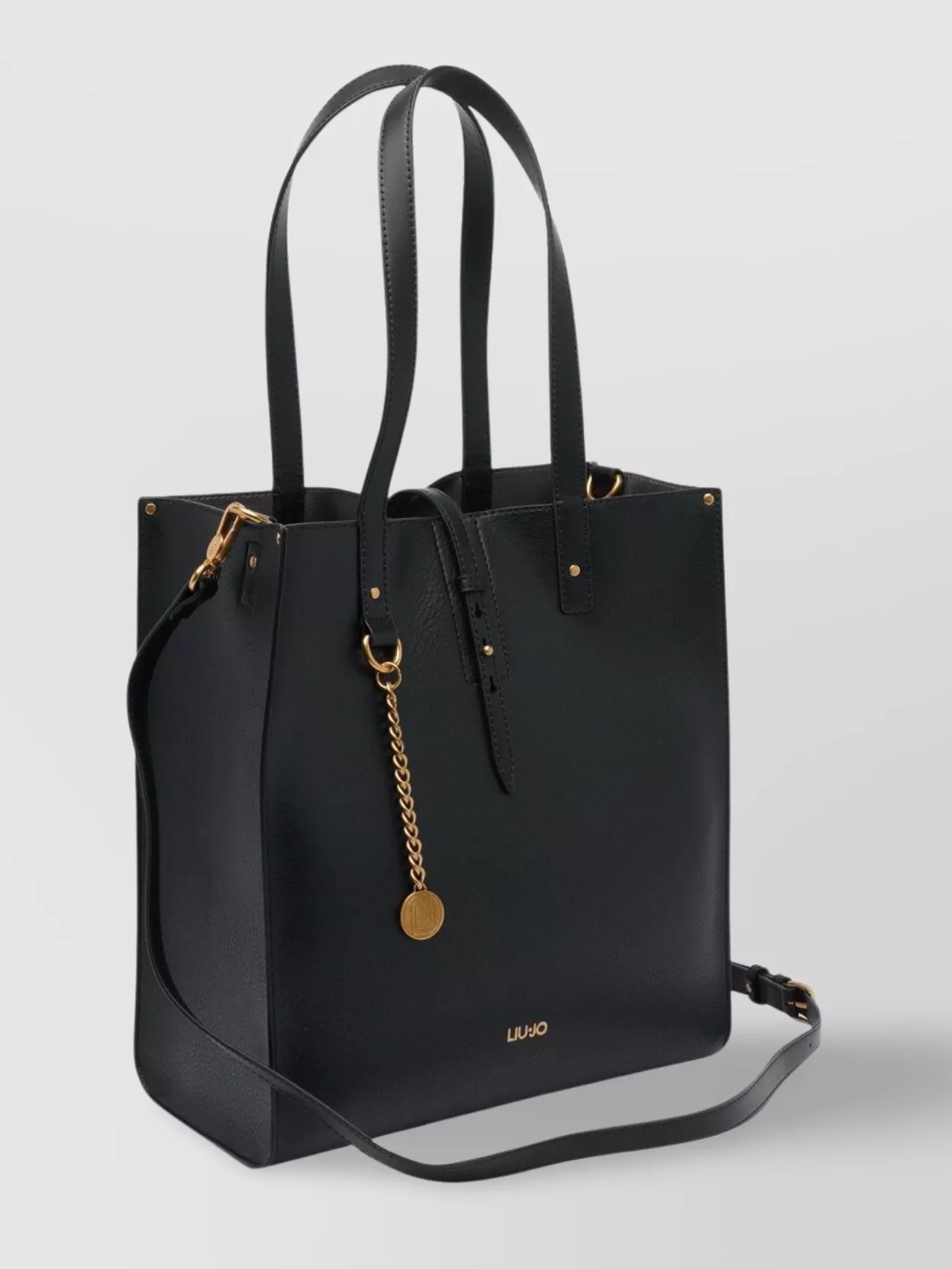 LIU •JO SHOULDER BAG WITH DOUBLE HANDLES AND CHAIN CHARM
