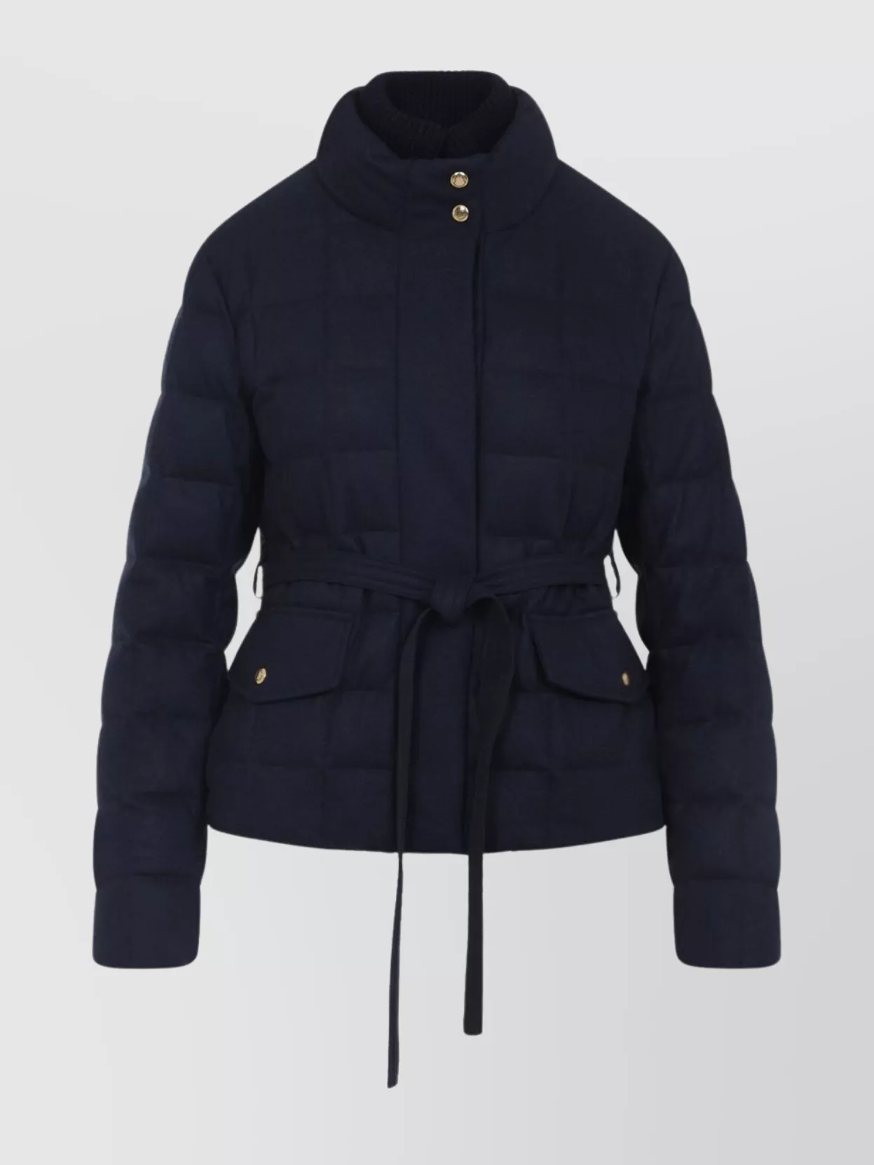 Moncler Quilted High Collar Jacket With Button Accents