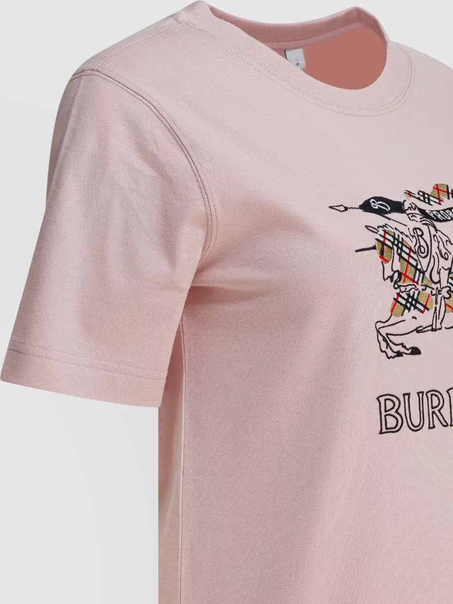 Burberry Cotton Check Logo-Embroidered T-Shirt