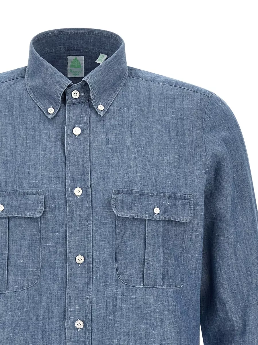 Finamore Cotton Linen Long-Sleeve Shirt