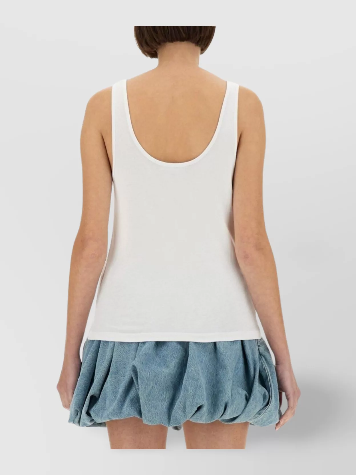 Rotate Birger Christensen Lightweight Cotton Sleeveless Scoop Neck Stretch Top