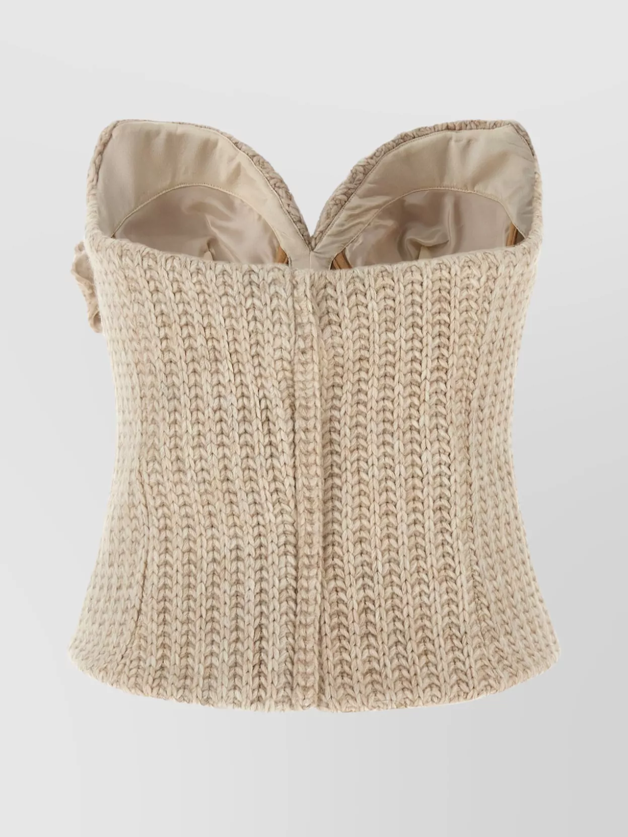 Giuseppe Di Morabito Knit Bandeau Top Floral Embellishment In Neutral