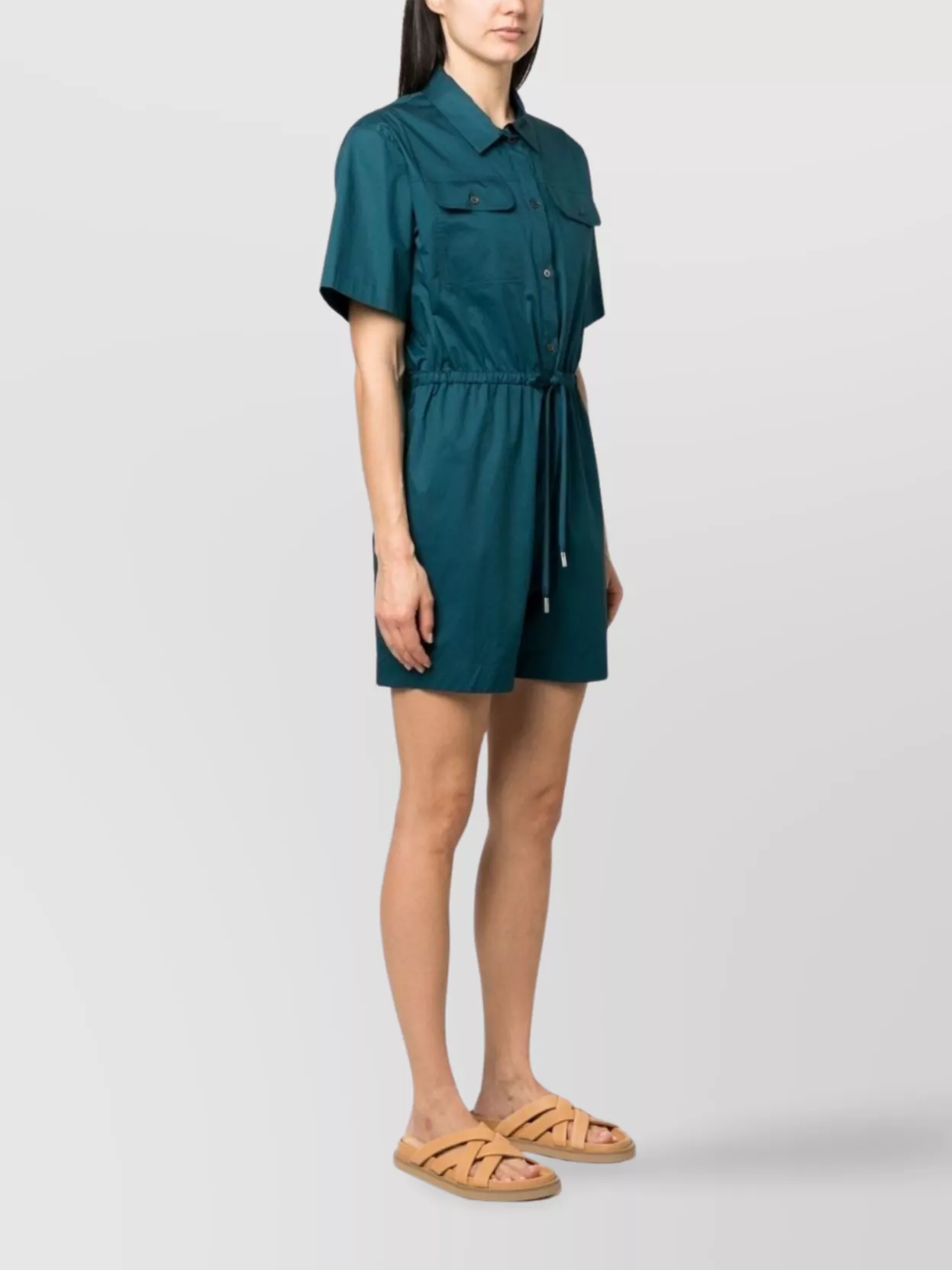 Paul Smith Short Sleeve Cotton Playsuit With Drawstring Waist