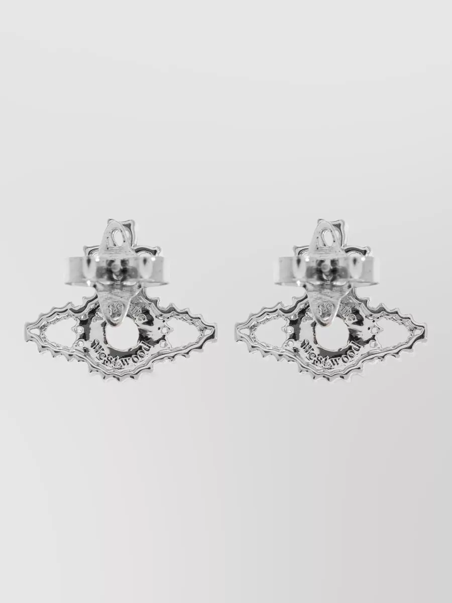 Vivienne Westwood Crystal Gemstone Drop Earrings Silver Tone