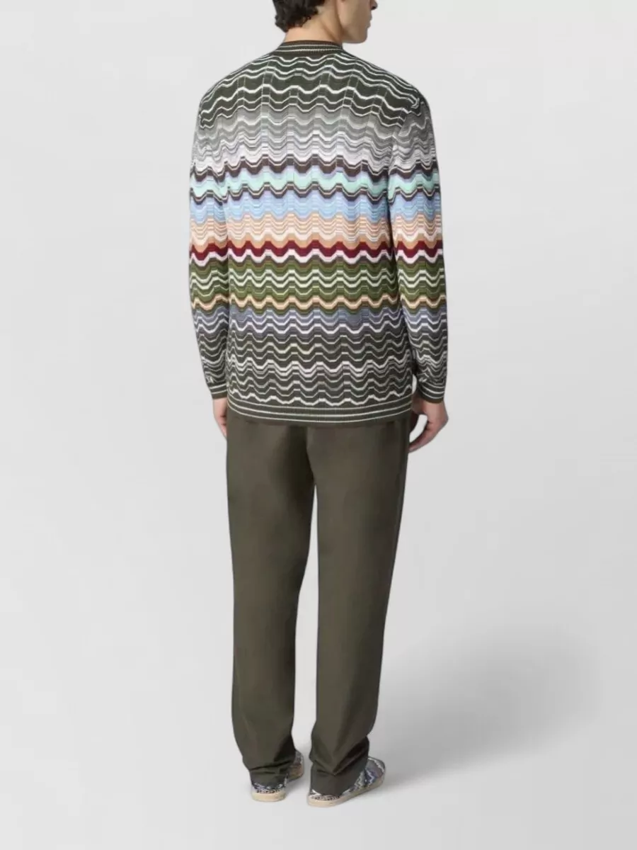 Missoni Ribbed Zigzag V-Neck Buttoned Cardigan