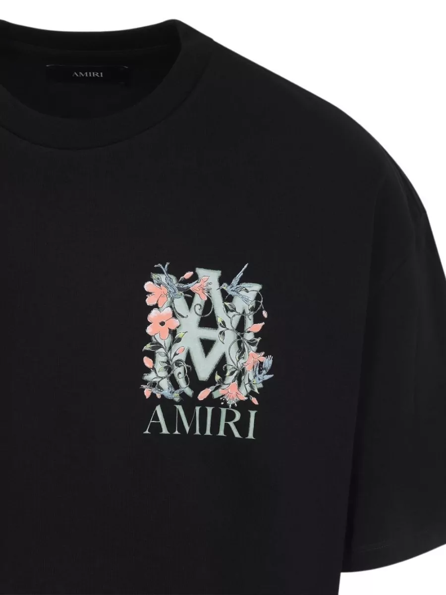 Amiri Floral-Print Logo-Print Cotton T-Shirt
