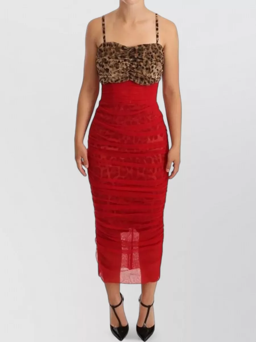 Dolce&Gabbana silk leopard-print ruched midi dress