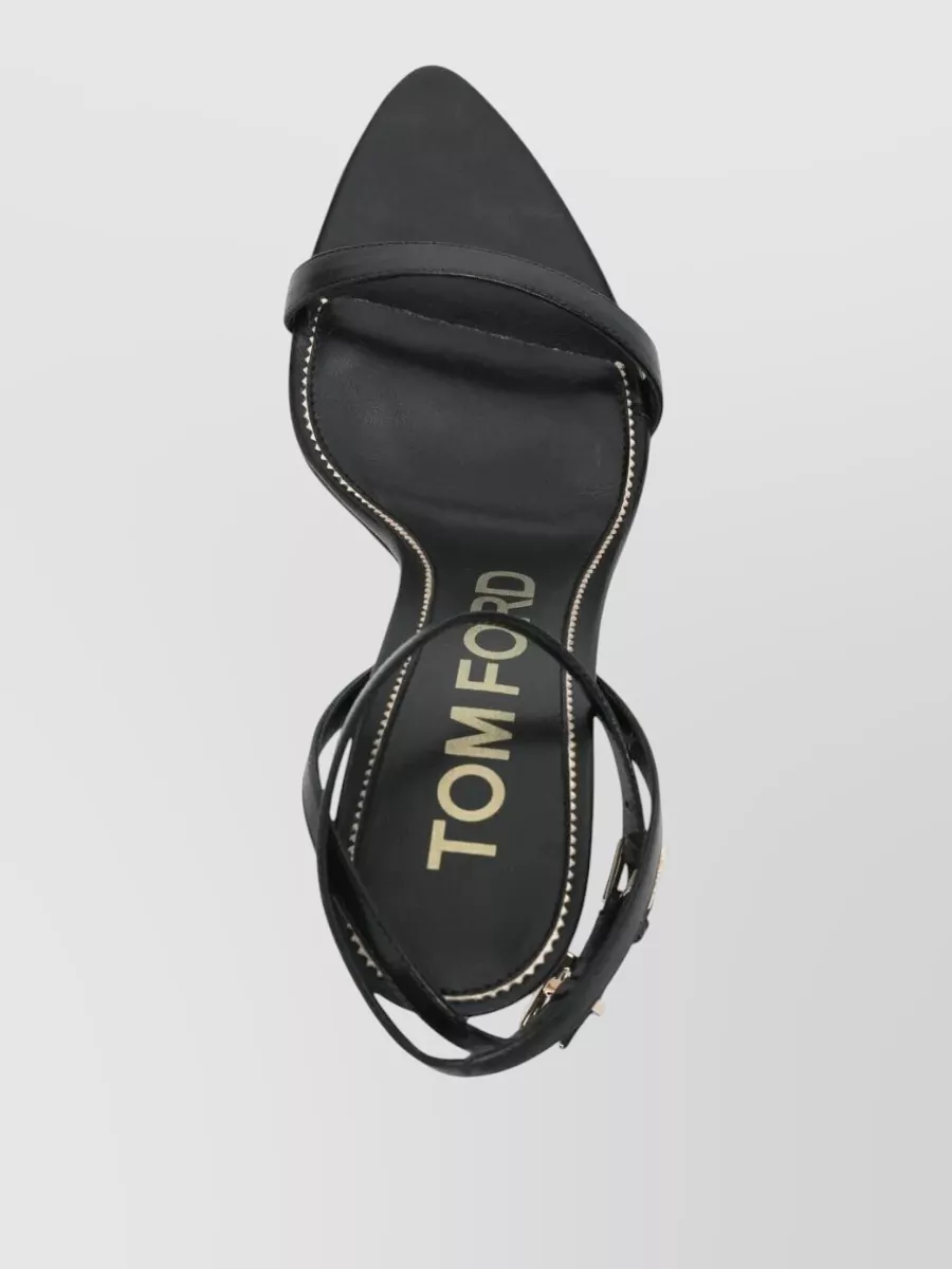 Tom Ford Leather Padlock Pointy Toe Ankle Strap Sandals