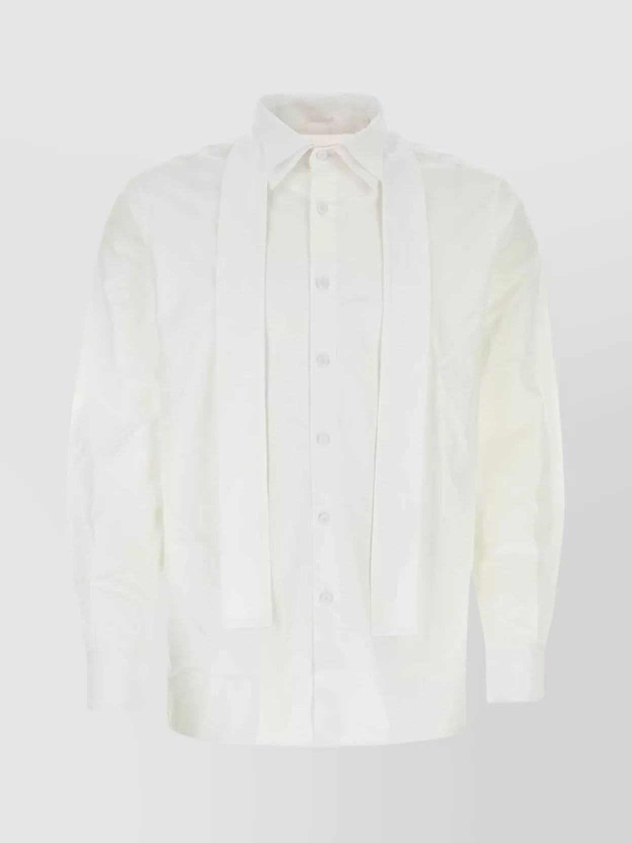 Shop Prada Buttoned Collar Shirt With Long Sleeves In White