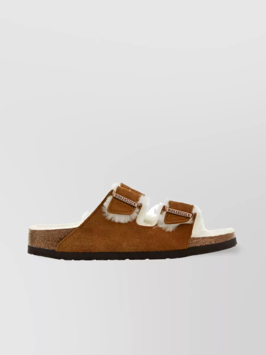 Shop Birkenstock Arizona Shearling-lined Leather Sandals In Brown