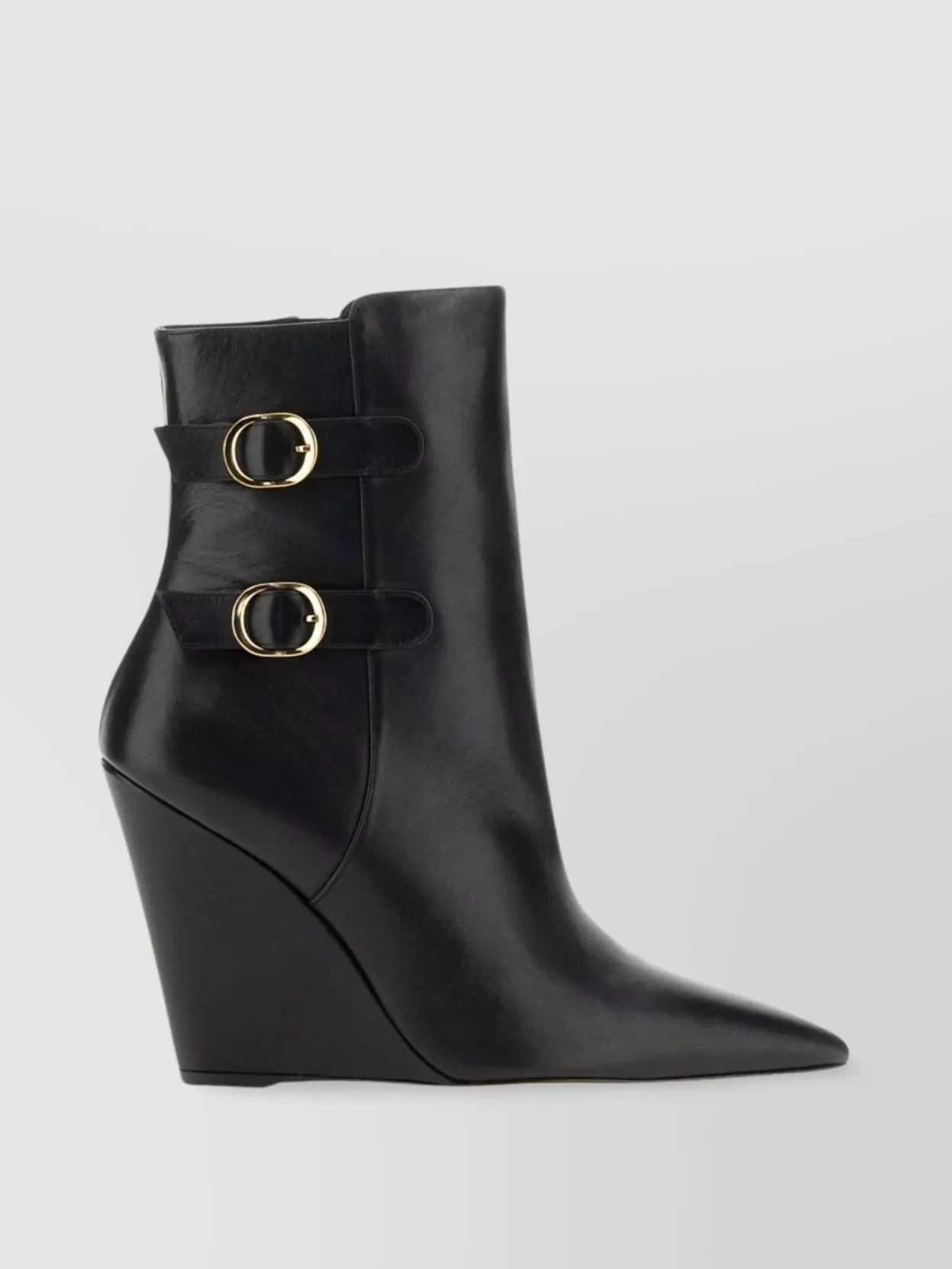 Stuart Weitzman 100 Wedge Heel Buckle Ankle Boots