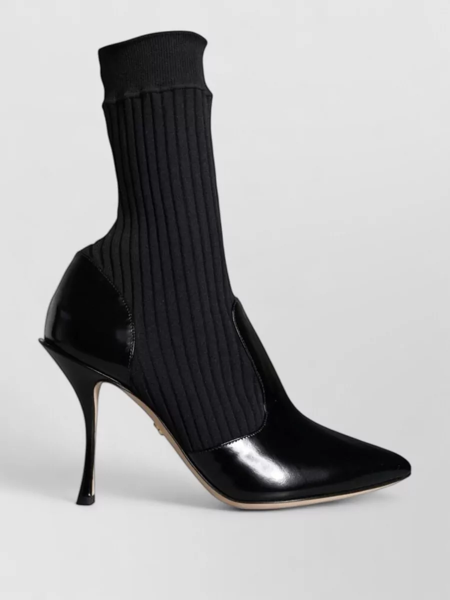 Dolce&Gabbana Ribbed Knit Sock Ankle Boots