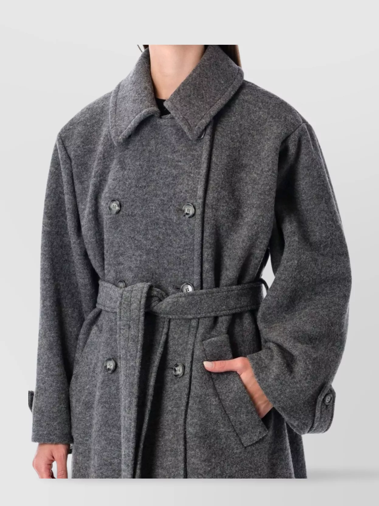 Apc Long Coat With Belt And Pockets